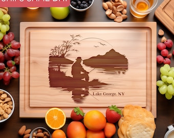 Custom Father's Day Gift, Fish Cutting Board, Personalized Fisherman Gift, Dad Gift, Fishing Father's Day Gift for Grandpa, Gift from Son