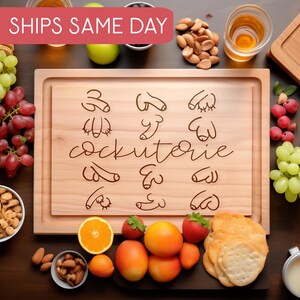 Cockuterie Charcuterie Board, Custom Cockcuterie Cutting Board, Funny Cutting Board, Engraved Gift For Her, Bride Bachelorette Party Gift