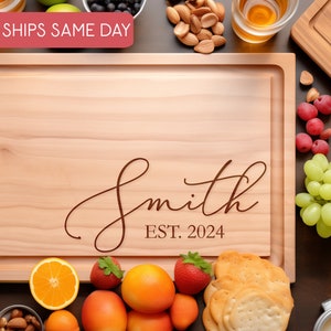 Personalized Cutting Board Wedding Gift, Bamboo Charcuterie Board, Unique Valentines Day Gift, Bridal Shower, Engraved Engagement Present