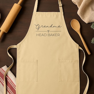 Personalized Grandma Apron with Name, Custom Cooking or Baking Apron, Gift for Grandma from Kids, Christmas or Birthday Kitchen Gift