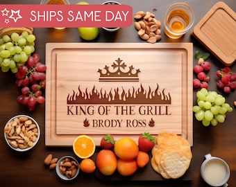 Tabla de cortar para barbacoa, regalo para él, regalo personalizado para novio, regalo personalizado para esposo, regalo grabado para el Día del Padre, regalo de parrilla de madera para papá