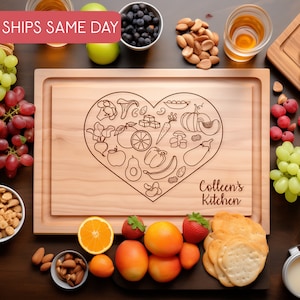 Personalized Vegetable Serving Tray, Engraved Wood Cutting Board, Vegan Gifts for Her, Vegetarian Gifts, Veggie Lover, Chopping Board