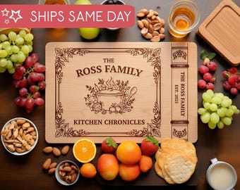 Tagliere a forma di libro, decorazione da cucina personalizzata fantasy e romantica