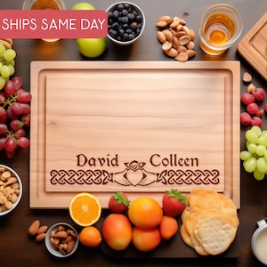 Personalized Irish Cutting Board, Custom Claddagh Ring Decor, Irish Wedding Band Art, Irish Blessing Chopping Board, Celtic Gifts for Couple