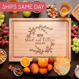 5th Anniversary Gift for Husband or Wife – Personalized Cutting Board with Name & Date – Custom Wood Gift, Engraved Charcuterie Board