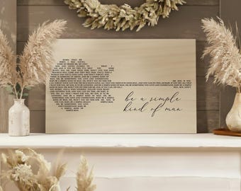 Song Lyrics Wall Art, Custom Lyrics Print, Simple Man Lyrics, Lyrics on Wood, Simple Man Guitar, Farmhouse Wall Decor, Farmhouse Wood Sign