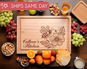 Personalized Bumblebee Cutting Board, Bumble Bee Gifts, Grandma Christmas Gift, Custom Charcuterie Board, Nana Gift, Mothers Day Gift