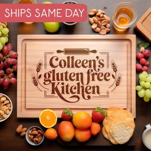 Presente sem glúten, Tábua de corte personalizada gravada para assar, Tábua de queijo para pão fresco, Padeiro de pão, Assando, Tábua de pão, Decoração de cozinha