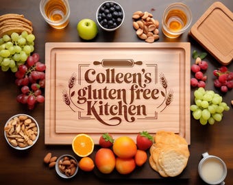 Regalo senza glutine, tagliere personalizzato con incisione per la cottura, tagliere per pane e formaggi freschi, fornaio, cottura, tagliere per il pane, decorazione per la cucina