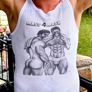 TONKA Art &quot;Masc 4 Mask&quot; Graphic Tank Top: Gay Muscle Jock
