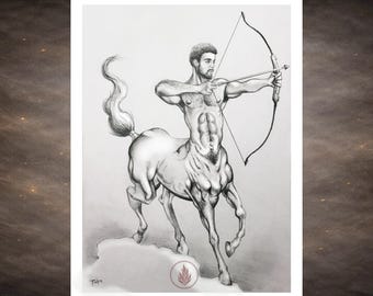 The Centaur Fantasy Archival Print | Male Mythic Warrior Artwork | Queer Greek Mythology | TONKA ART