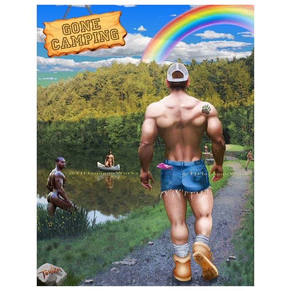 Nude Men Camping Etsy UK
