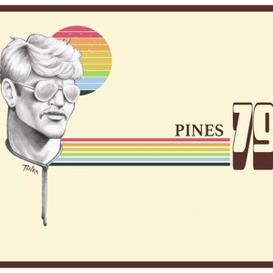 Queer Retro Fire Island PINES 79&#39; Art / Vintage 70&#39;s Artwork / Giclee Print TONKA / Summer Beach Wall Art Illustration / Gay Mustache Love