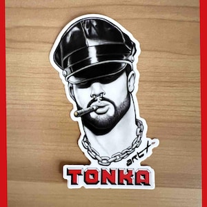 Leather Biker Art Vinyl Sticker: Queer Gay Art Decal