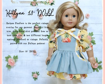 Kaitlynn Pinafore*18"DOLL/Downloadable PDF Sewing Pattern/step-by-step photo tutorial/beginner friendly/size:18" DOLL