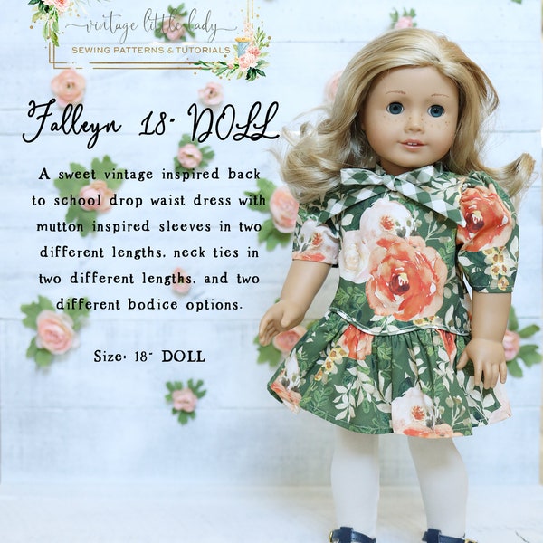 Falleyn 18"DOLL/Downloadable PDF Sewing Pattern/step-by-step photo tutorial/beginner friendly/size:18"DOLL