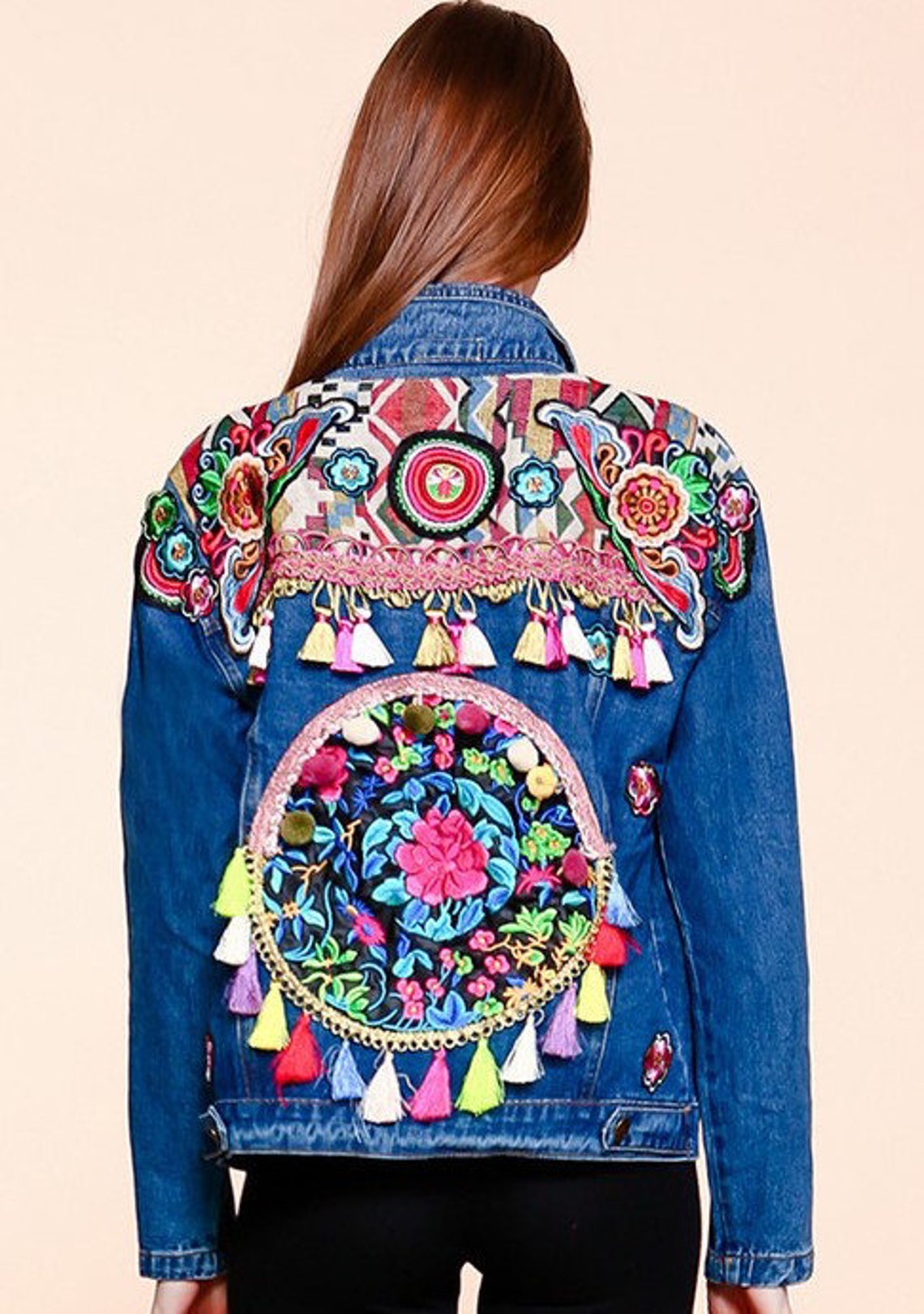 Buy Embroidered Embellished Jacket / Patchwork Jacket / Customised ...