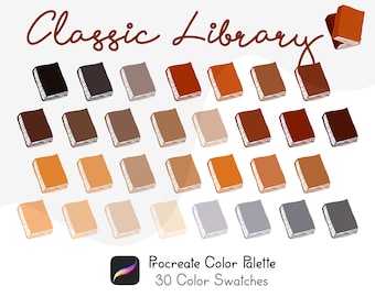 Classic Library, Procreate Color Palette, Color Swatches, iPad Procreate, Lettering, Digital Download