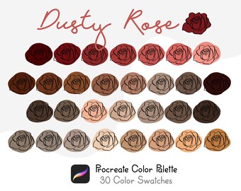 Dusty Rose, Flower Procreate Color Palette, Color Swatches, iPad Procreate, Lettering, Digital Download