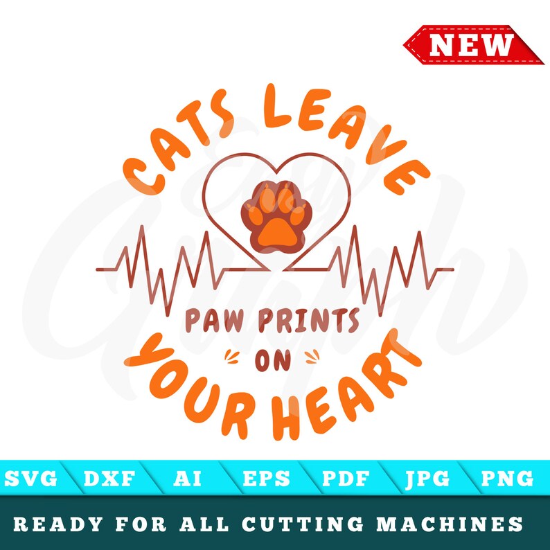 Download Cats Svg File Cat Paw Print Svg Cats Leave Paw Prints On Your Heart T Shirt Cat Paw With The Heartbeat Cat Paw With Heart Signal Svg Cutting Kits How To Craft Supplies Tools Gkjwonosari Com