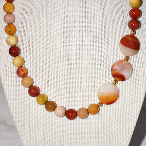 Handmade Mookaite Jasper Necklace: Sunset Colors, Gold Filled (18 inches)
