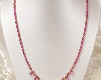 Pink Topaz Necklace, AAA Genuine Pink Topaz Gold Filled Necklace, December Birthstone Jewelry, Delicate Teardrop Gemstone Necklace for Women