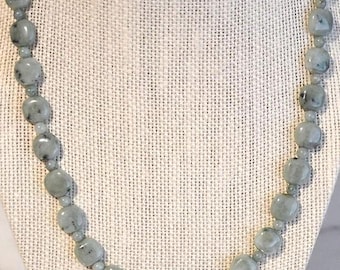 Genuine Burmese Jade Necklace – Square & Round Beads, Gold Filled Clasp, March Birthstone