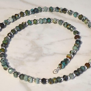 Natural Turquoise Sterling Silver Necklace: Handmade Gemstone Jewelry