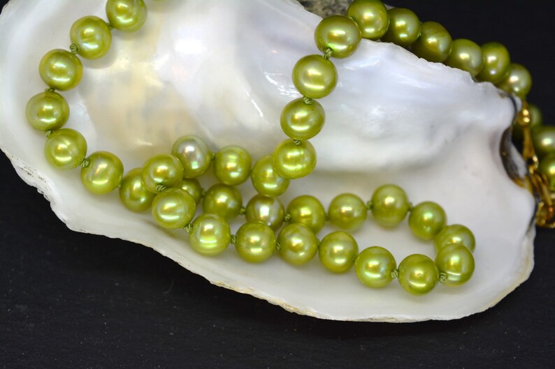 Freshwater Pearl Necklace by Jama Studio Pistachio Green Etsy
