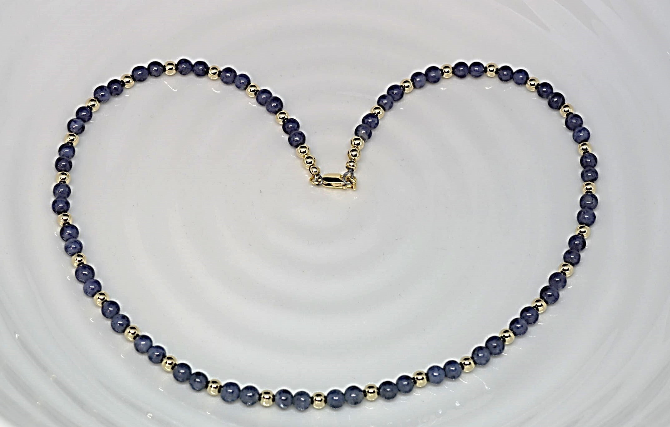 Blue sapphire and Gold necklace Sapphire Necklace Etsy