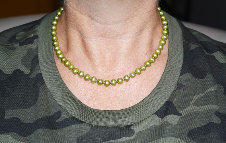 Freshwater Pearl Necklace by Jama Studio Pistachio Green Etsy
