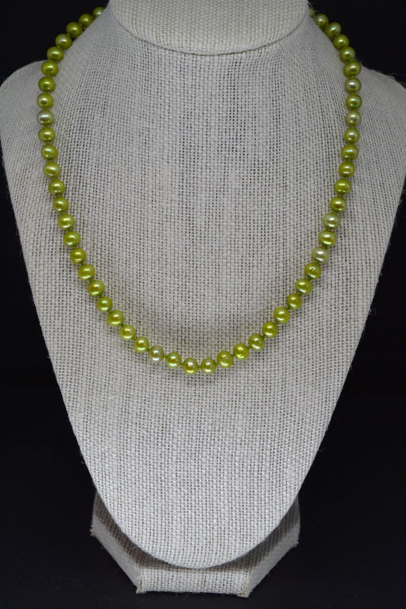 Freshwater Pearl Necklace by Jama Studio Pistachio Green Etsy