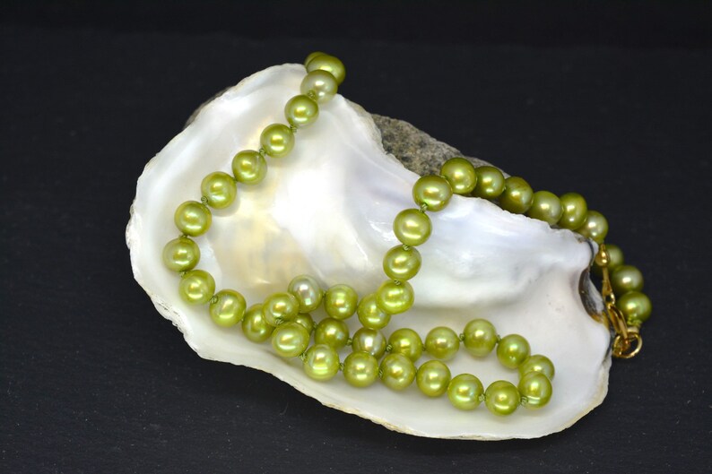 Freshwater Pearl Necklace by Jama Studio Pistachio Green Etsy