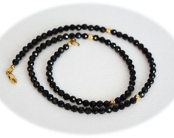 Natural Black Spinel Necklace by Jama Studio, Black Spinel Jewelry, "Shines like Black Diamonds", Holiday Gifts, Unisex Necklace