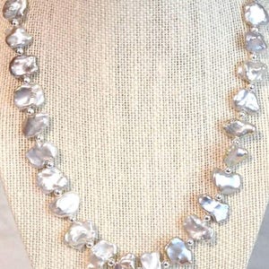 Handgemachte Keshi Perlenkette: Braune Rose Sterling Silber, 46 cm