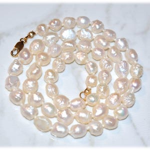 Rare Genuine FW Creamy White Druzy Rosebud Pearl Necklace 18&quot;, Ethereal Blossom Pearl Necklace, Wedding Pearls, Mystic Blossom Necklace