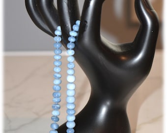 Elegant Blue Peruvian Opal Beaded Necklace, Blue Radiance Peruvian Opal Necklace, Blue Gemstone Jewelry, Unique Gift, Hand-knotted