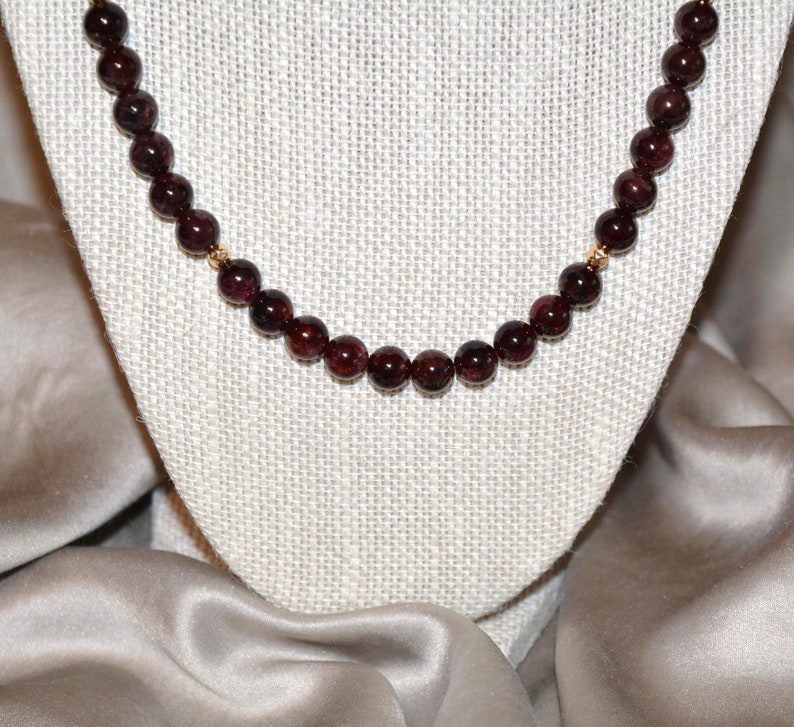 Garnet and Gold Necklace | Gold Garnet Necklace | Gemstone Necklace | Gemstone Jewelry | Gift for Her | January Birthstone 
