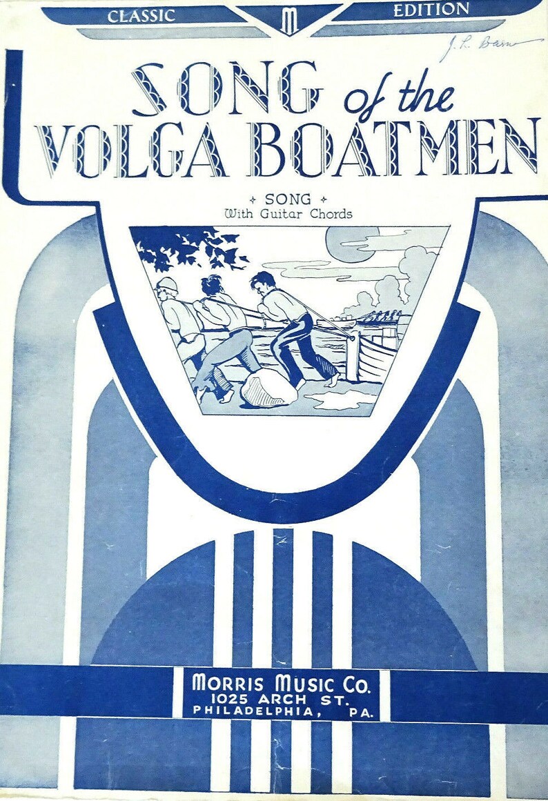 Song Of The Volga Boatmen Vintage Sheet Music 1926 Arr Messina Etsy