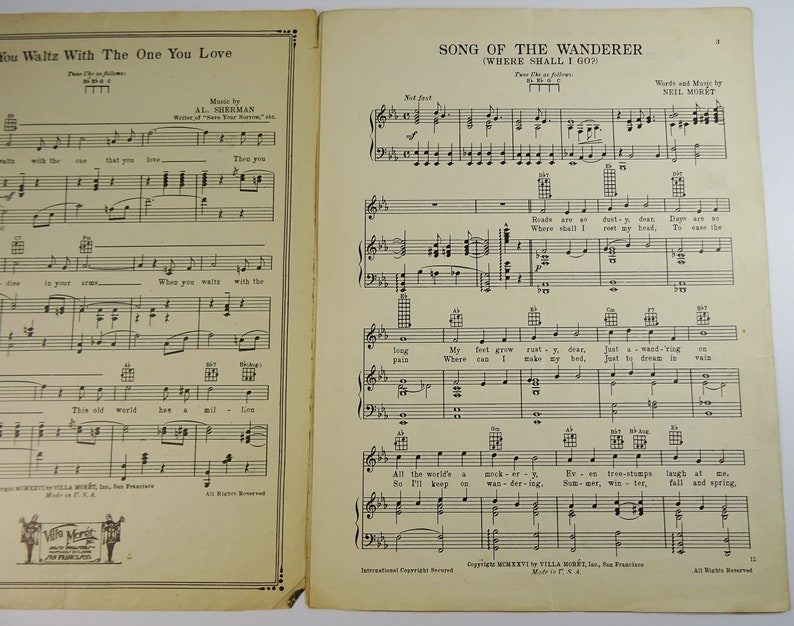 Song Of The Wanderer Vintage Sheet Music 1926 Aileen Stanley | Etsy