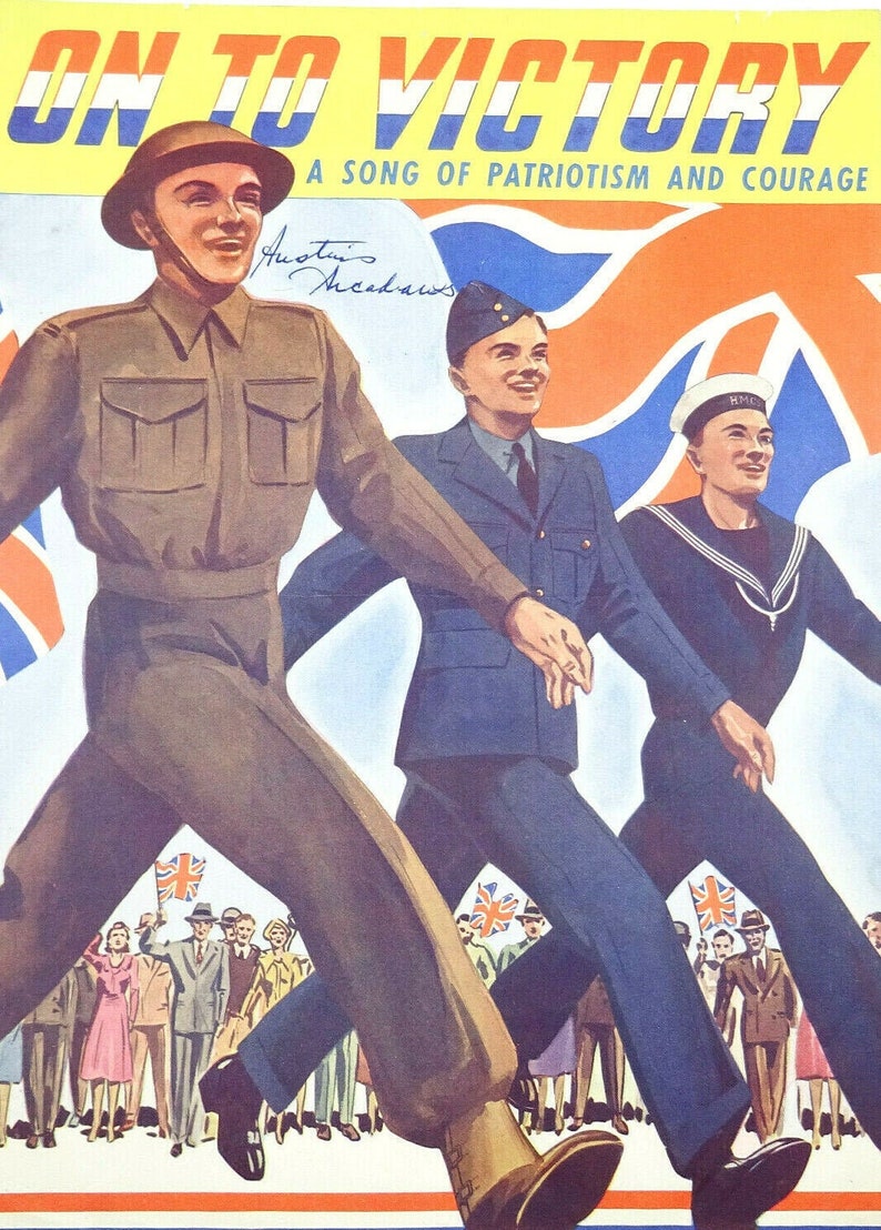 On to Victory Canadian Military March Song Vintage Sheet Music Etsy