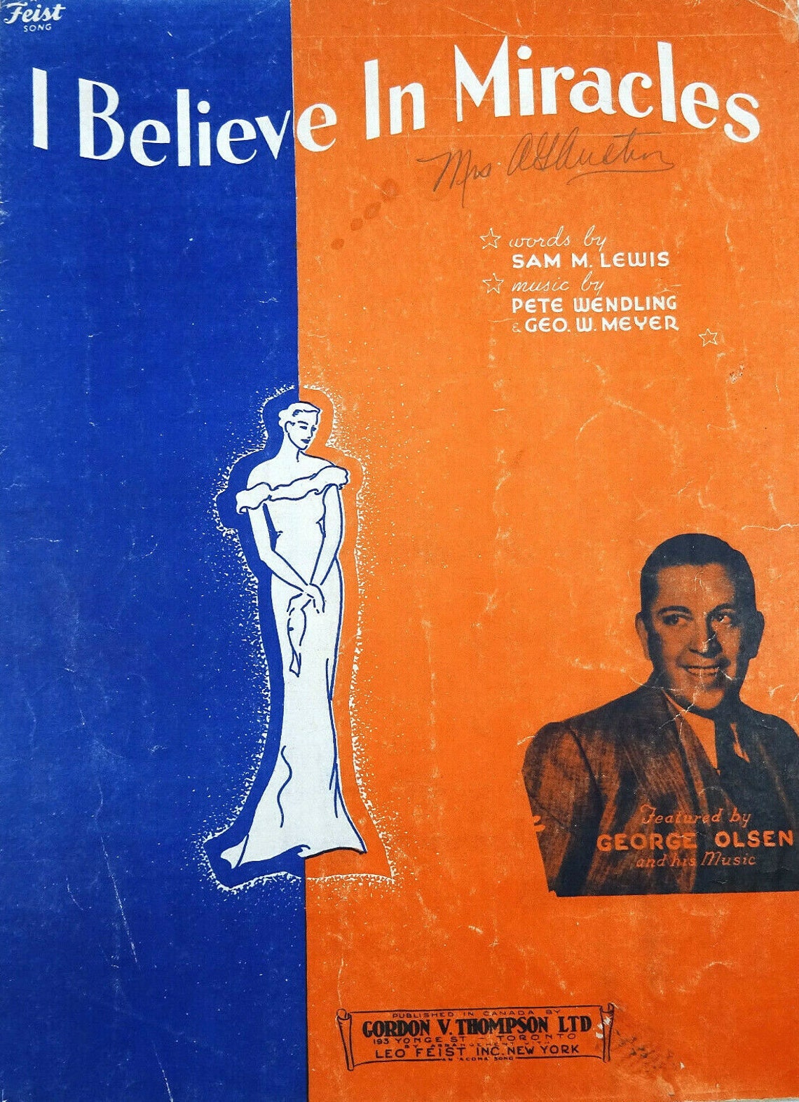 I Believe In Miracles Vintage Sheet Music Olsen Fox Etsy