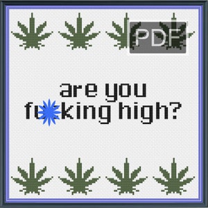 Funny Subversive Snarky Are You F**king High? Cross Stitch Pattern PDF