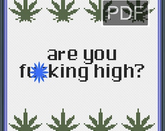 Funny Subversive Snarky Are You F**king High? Cross Stitch Pattern PDF