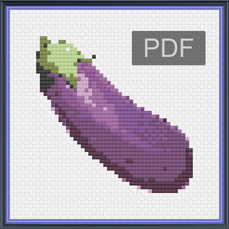 Funny Eggplant Emoji Cross Stitch Pattern PDF Etsy New Zealand