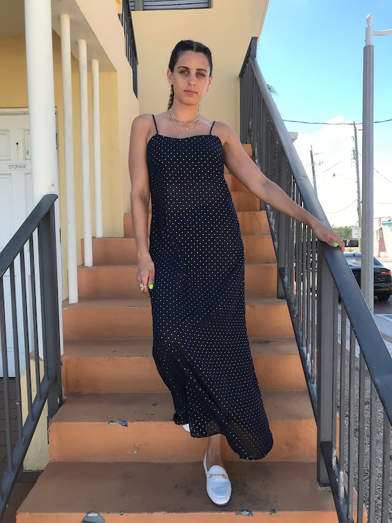 navy sheer dress
