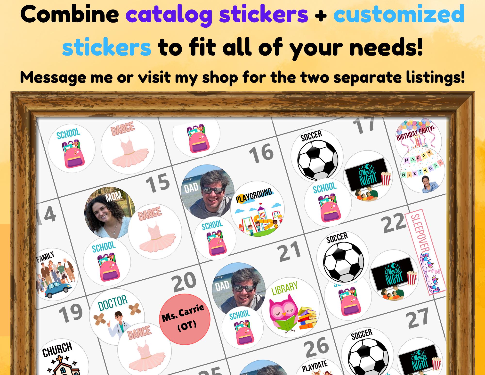 Customized Sticker Pages for Kids Calendars and Planners, Personalized