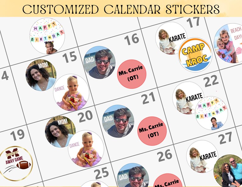 Customized Sticker Pages for Kids Calendars and Planners, Personalized ...