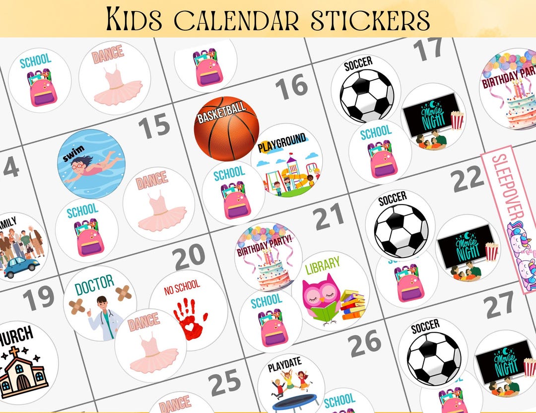 Sticker Pages for Kids Calendars and Planners, Student Calendar ...