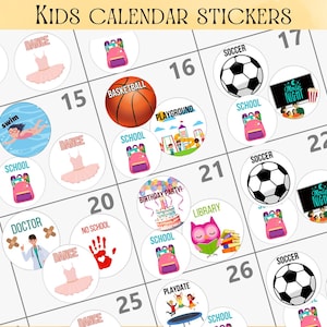 Sticker Pages for Kids Calendars and Planners, Student Calendar Stickers, Agenda Stickers, Holiday Stickers
